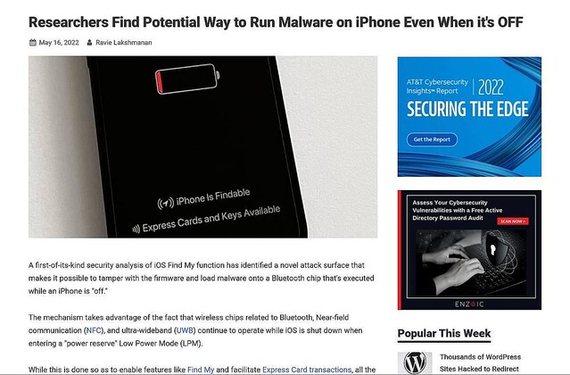 iPhone、電源オフにしてもマルウェア実行できる恐れ – 研究者ら指摘