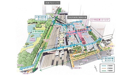 浜松町駅が歩きやすくなる！ 竹芝・汐留方面、芝大門方面をつなぐ歩道を整備
