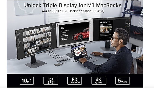 M1 MacBookを3台の外付けディスプレイに表示！「Anker 563 USB-Cドック」が新発売