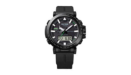 バイオマスプラスチックを使用、環境に配慮した電波ソーラー腕時計「PRO TREK」