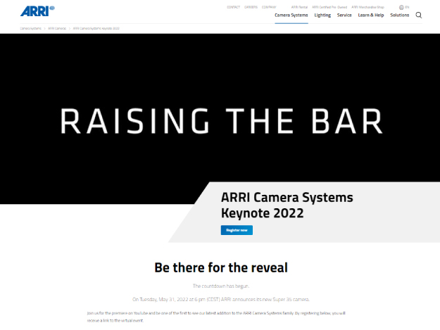 ARRI、新Super 35カメラを5月31日発表か。ティザー公開