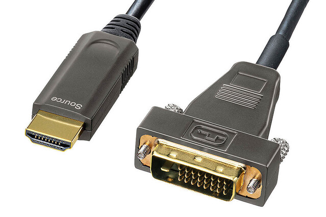 HDMI出力をDVIに変換する光ファイバーケーブル 長さは10m、22,000円