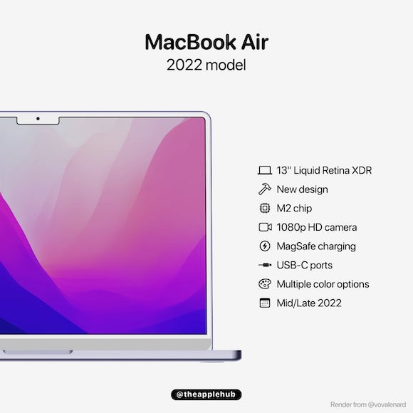 M2搭載MacBook Airに関する新しい予想をリーカーが投稿