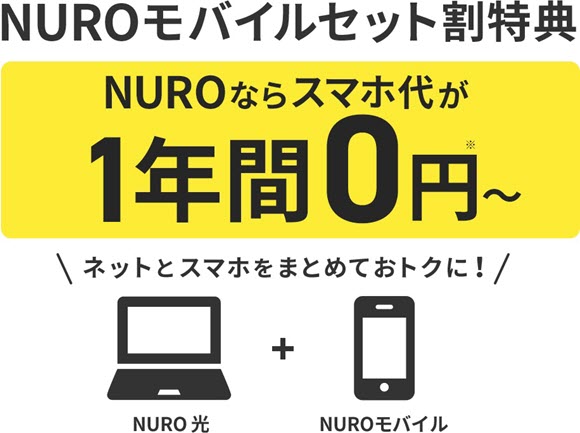 NUROモバイル、光回線セット割引額が改定〜3GBプラン利用なら1年間0円に