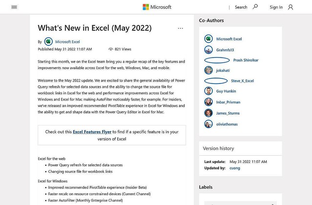 Microsoft Excel、5月の変更点まとめ