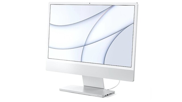 24型iMacと自然に合体するSSD内蔵ドッキングステーション。キーボードにピッタリ重なり美しい