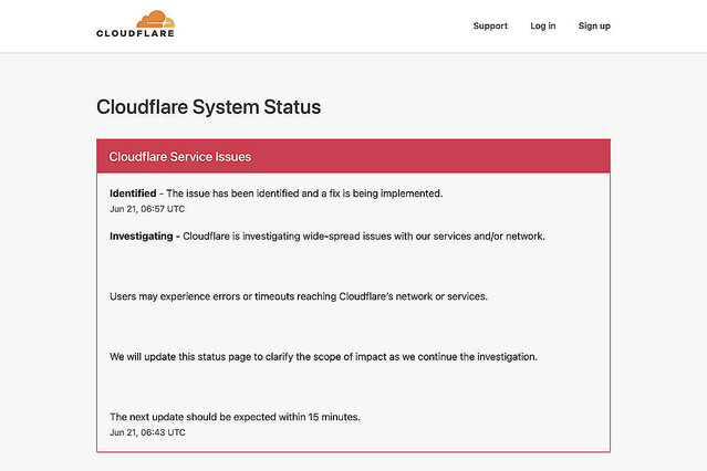 Webサービス複数ダウン、Cloudflareで不具合