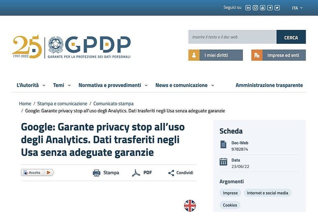 イタリア、GoogleアナリティクスをGDPR違反のため利用禁止へ