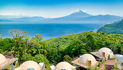 西伊豆の山頂に富士山と駿河湾が一望できる「絶景グランピング」オープン