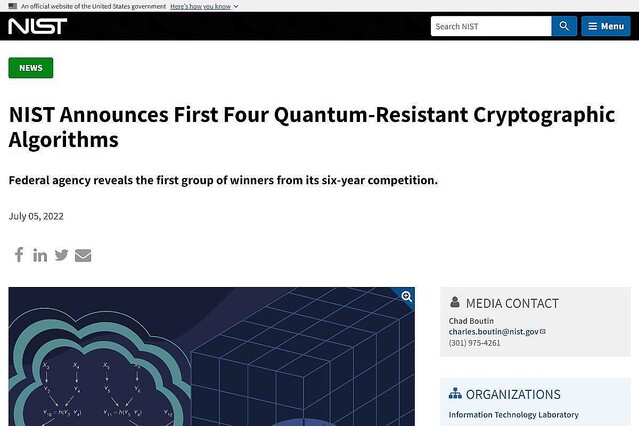 4つの「ポスト量子暗号アルゴリズム」発表、NIST