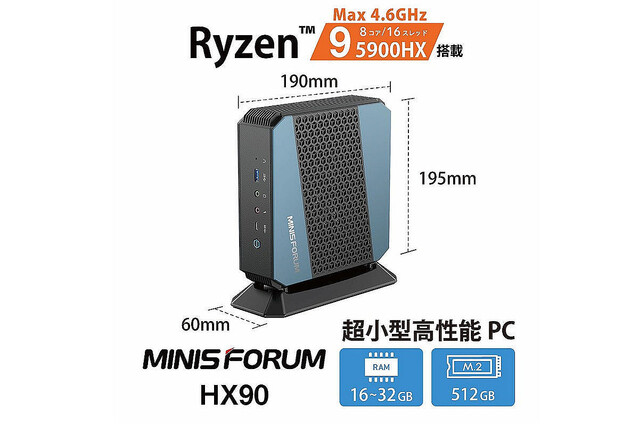Minisforum「HX90」が7月24日まで1万円引きに – 国内正規保証付き