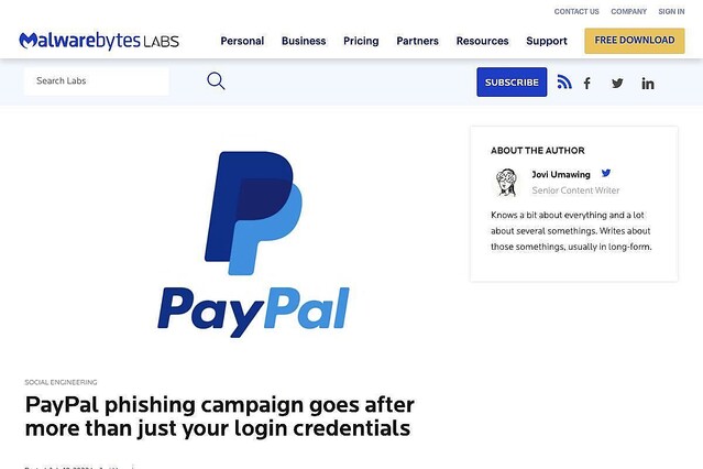 PayPalユーザーを標的としたフィッシングキャンペーンに注意