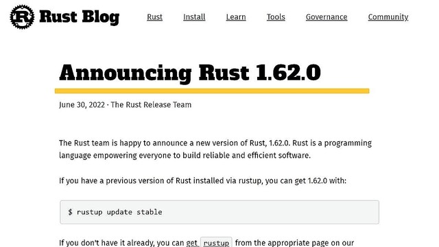 Linuxカーネル第二言語としても期待の「Rust」安定版バージョン1.62.0リリース