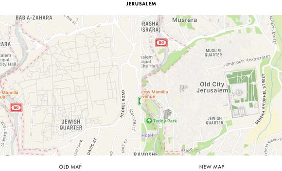新しくなったAppleマップ、イスラエル、パレスチナ、サウジアラビアでも展開