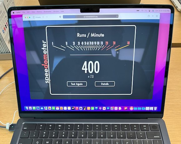 M2 Macと最新Safari最新版、ブラウザベンチマークで史上最速値を記録