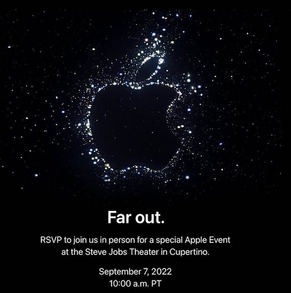 Apple、現地時間2022年9月7日午前10時にイベント「Far Out.」を開催