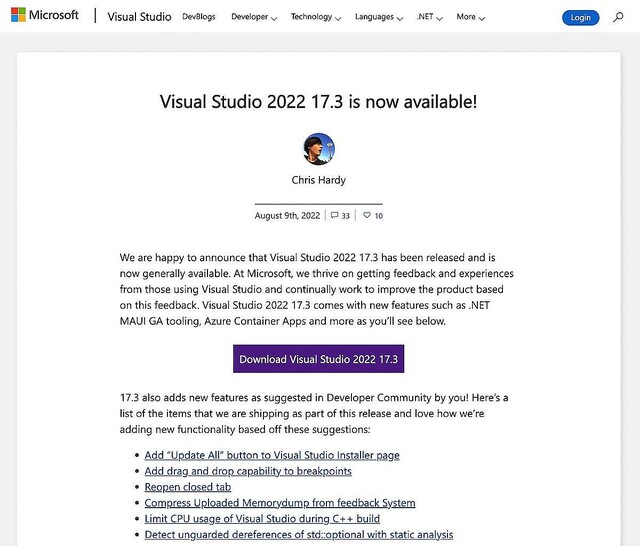 Visual Studio 2022 17.3リリース、.NET MAUIが正式版に