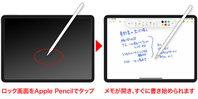 もっと使おう！ Apple Pencil – スリープ画面から直接メモを開いて手書き