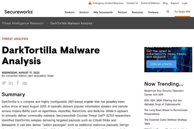 凶悪なマルウェアを配信する手強い脅威「DarkTortilla」、さらに進化