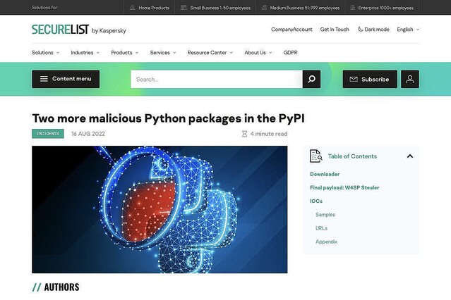 人気高いPythonパッケージに見せかけた偽パッケージをPyPIで発見、確認と対応を