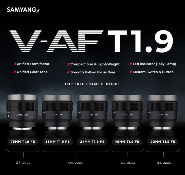 SAMYANG、AFシネマレンズ「V-AF」発表。フルフレームEマウント対応[IBC2022]