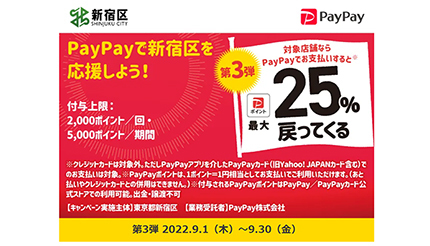 PayPayでお得！ 東京・新宿区の対象店舗で最大25％戻ってくる！