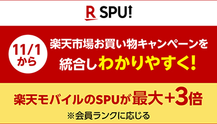 SPUの「Rakuten UN-LIMIT VII」契約者向け特典がポイント最大+3倍にアップ！ 11月1日から