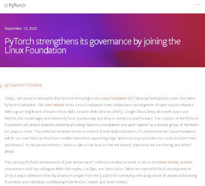 オープンソースの機械学習ライブラリー「PyTorch」がLinux Foundationへ