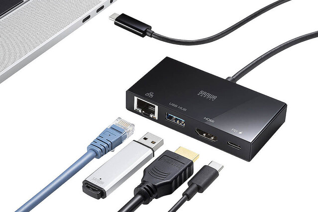 HDMI / USB 3.2 / 有線LANを増設、USB Type-C接続の小型変換アダプター