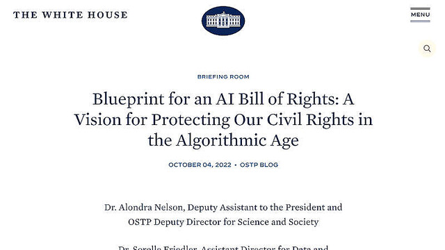 米国政府、AI権利章典の青写真「Blueprint for an AI Bill of Rights」を公開