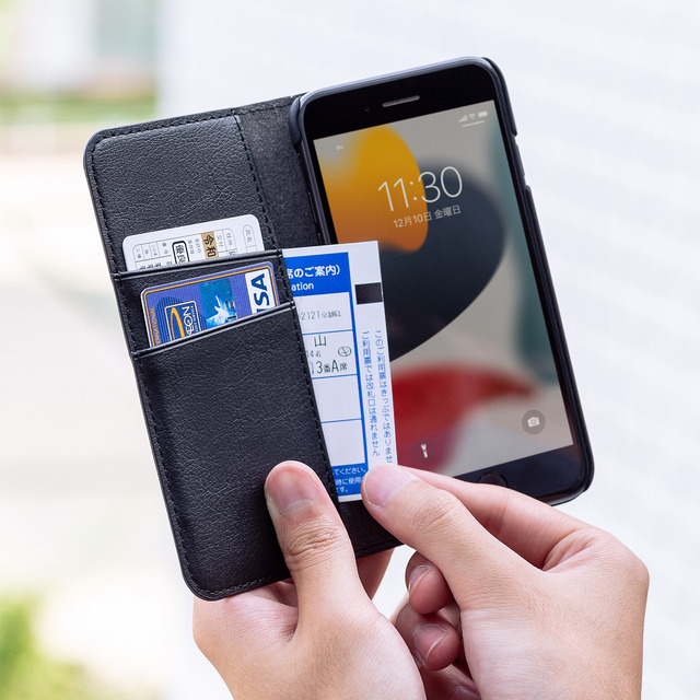 名刺やクレジットカード用ポケット付き！iPhone SE 第3世代対応手帳型ケース