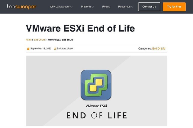 VMware ESXiサーバ、45,000以上のインスタンスがEnd of Life
