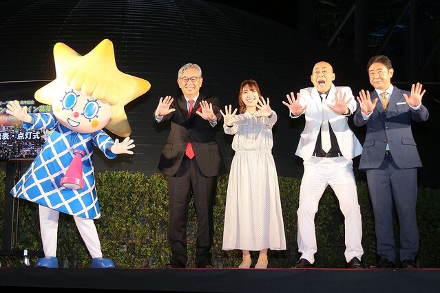 東京スカイツリー開業10周年記念ライティング、結成10年のお笑いコンビ・錦鯉も参戦