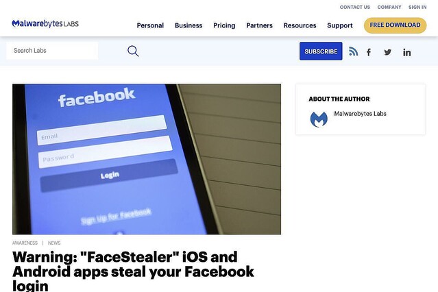 Facebookのアカウント盗むiOSアプリとAndroidアプリに注意