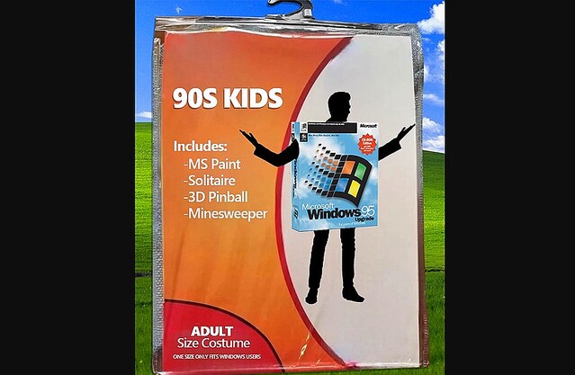 90年代のキッズに戻れる？ Windows95パッケージのコスチューム