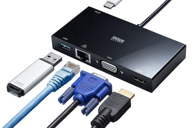 HDMI端子やD-sub端子を増設、USB Type-C接続のドッキングステーション