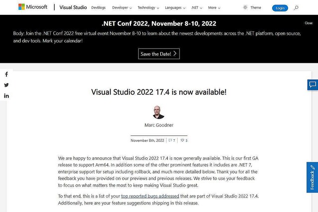 Visual Studio 2022 17.4登場、要望に応え前のバージョンに戻す機能搭載