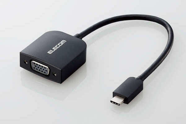 USB-C搭載PCやタブレットの映像をVGAディスプレイで表示する変換アダプター