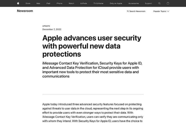 Apple、ユーザーデータを強力に保護する新たなセキュリティ機能導入