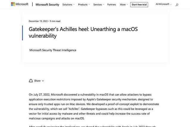 macOSのGatekeeper’に脆弱性、Microsoftが発見し詳細を公開