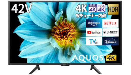 今売れてる4Kチューナー搭載テレビTOP10、42型AQUOSが2位浮上 2022/12/18