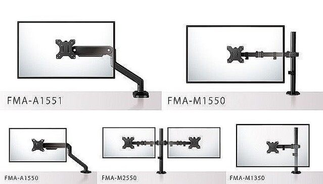 FUNAI、メカニカルスプリング採用やUSBポート付きなどディスプレイアーム5種