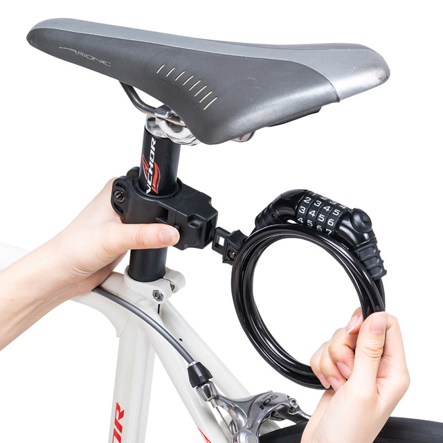 ダイヤル錠を照らすLED付き、自転車の盗難を防ぐケーブルロック2種類