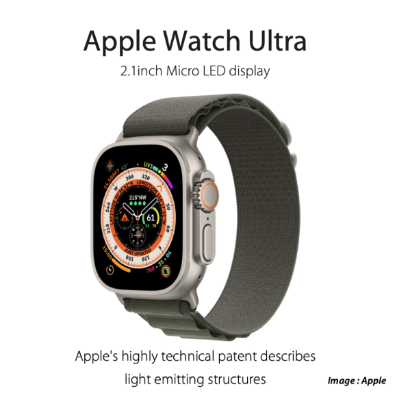 Apple Watch Ultra用マイクロLEDの製造と工程に関する特許出願