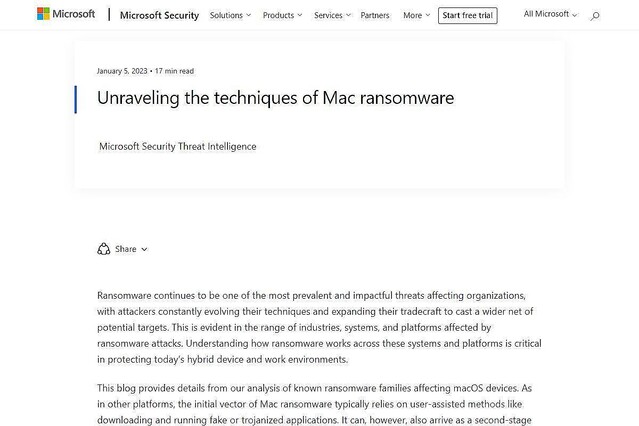Macのランサムウェアファミリ4種の攻撃手法、Microsoftが公開