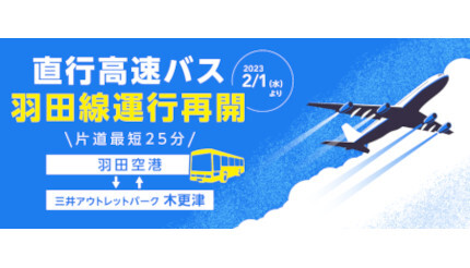 三井アウトレットパーク 木更津で直行高速バス羽田空港線の運行を再開、2月1日から