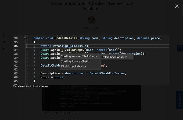 Visual Studio、C#/C++/マークダウンにスペルチェッカ導入