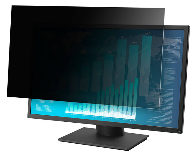 オフィスでのビジュアルハッキングをしっかりガード！情報漏えいリスクを減らす、大型サイズの「のぞき見防止フィルター」