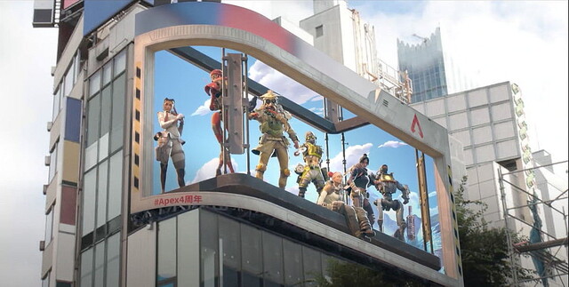 新宿大型街頭ビジョンに『Apex Legends』のレジェンドが3Dで登場！