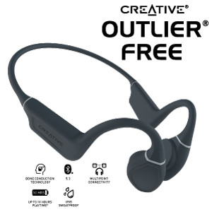 クリエイティブ、MP3プレーヤー内蔵の耳掛け式骨伝導イヤホン – IPX8防水